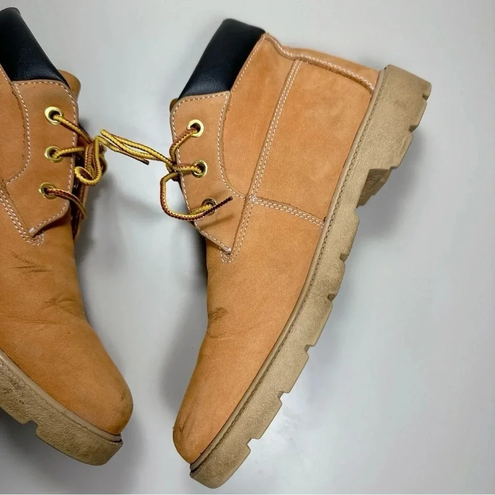 Timberland Size 6 Leather Youth Boys Wheat Nubuck Chukka Boots